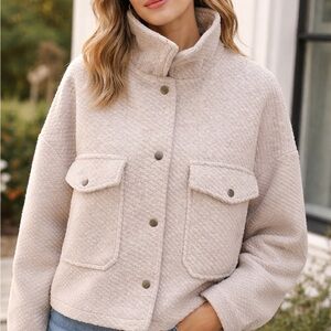 Cavalini Quilted Cream Utility Jacket with Snap Flap Pockets